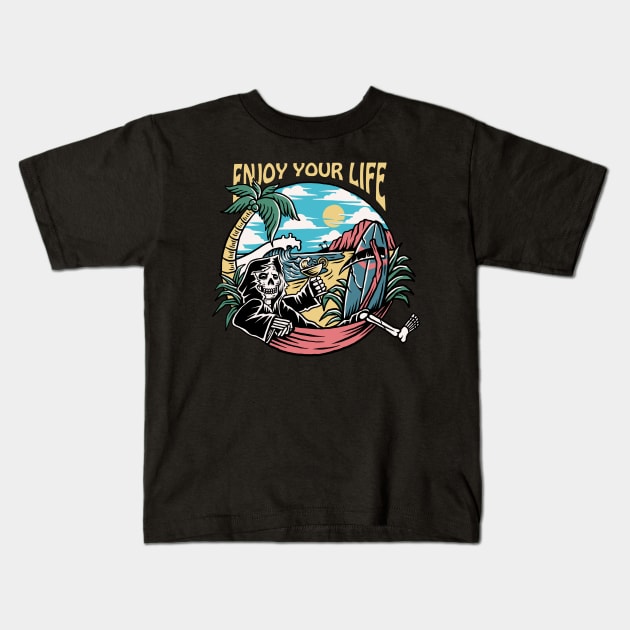 Enjoy Your Life Kids T-Shirt by iwanmust98